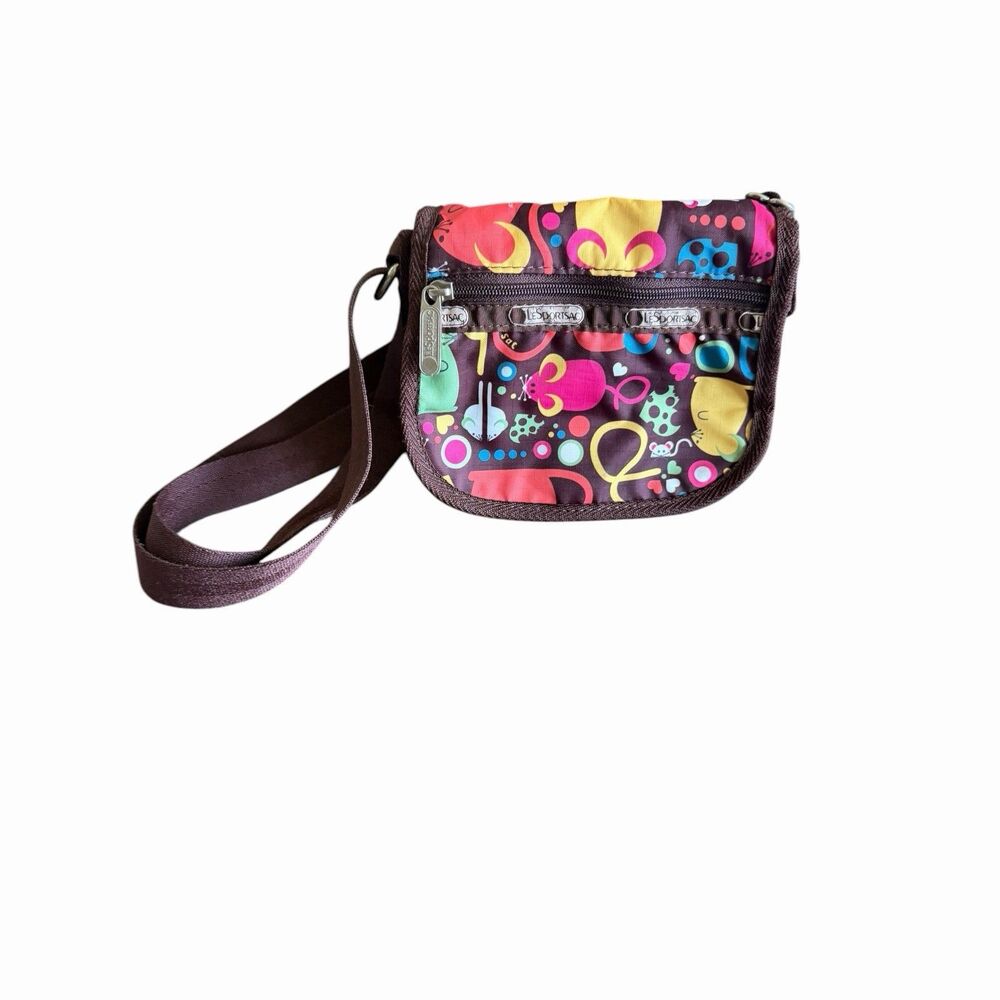 LeSportsac Crossbody & Shoulder Bag Multicolor Mouse Rat Print Zipper Pockets - Picture 9 of 16